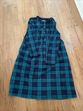 Aria green and navy plaid sleep dress. Velvet soft to the touch.